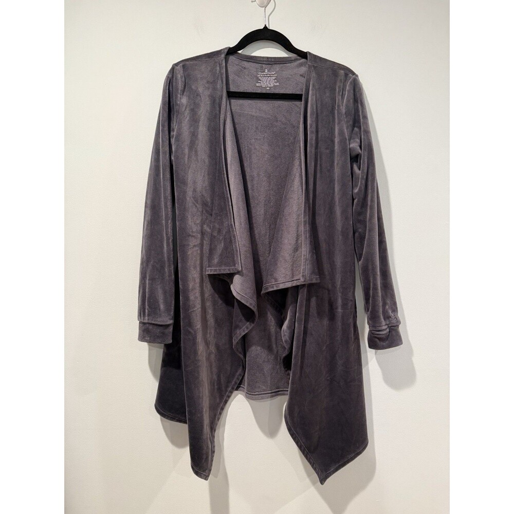Cuddl Duds Cardigan XS Double Plush Velour Open Front Travel Stretch Minimal